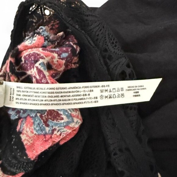 Free People Women's Dress Lace Detail Marsha Printed Slip Black Combo Size XS - Picture 9 of 10